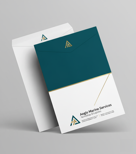 Aegis Marine Services letterhead and envelope on a gray background