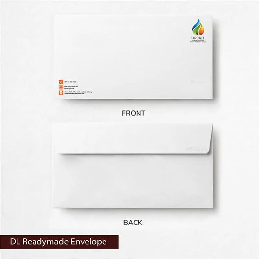 DL readymade envelope with 'Urjah' logo on a white background