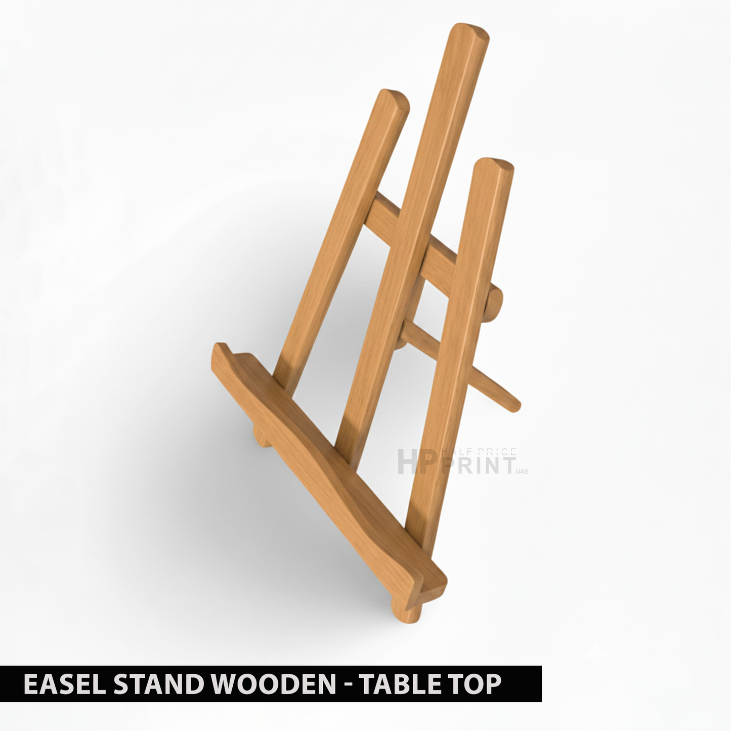 Wooden table top easel on a white background