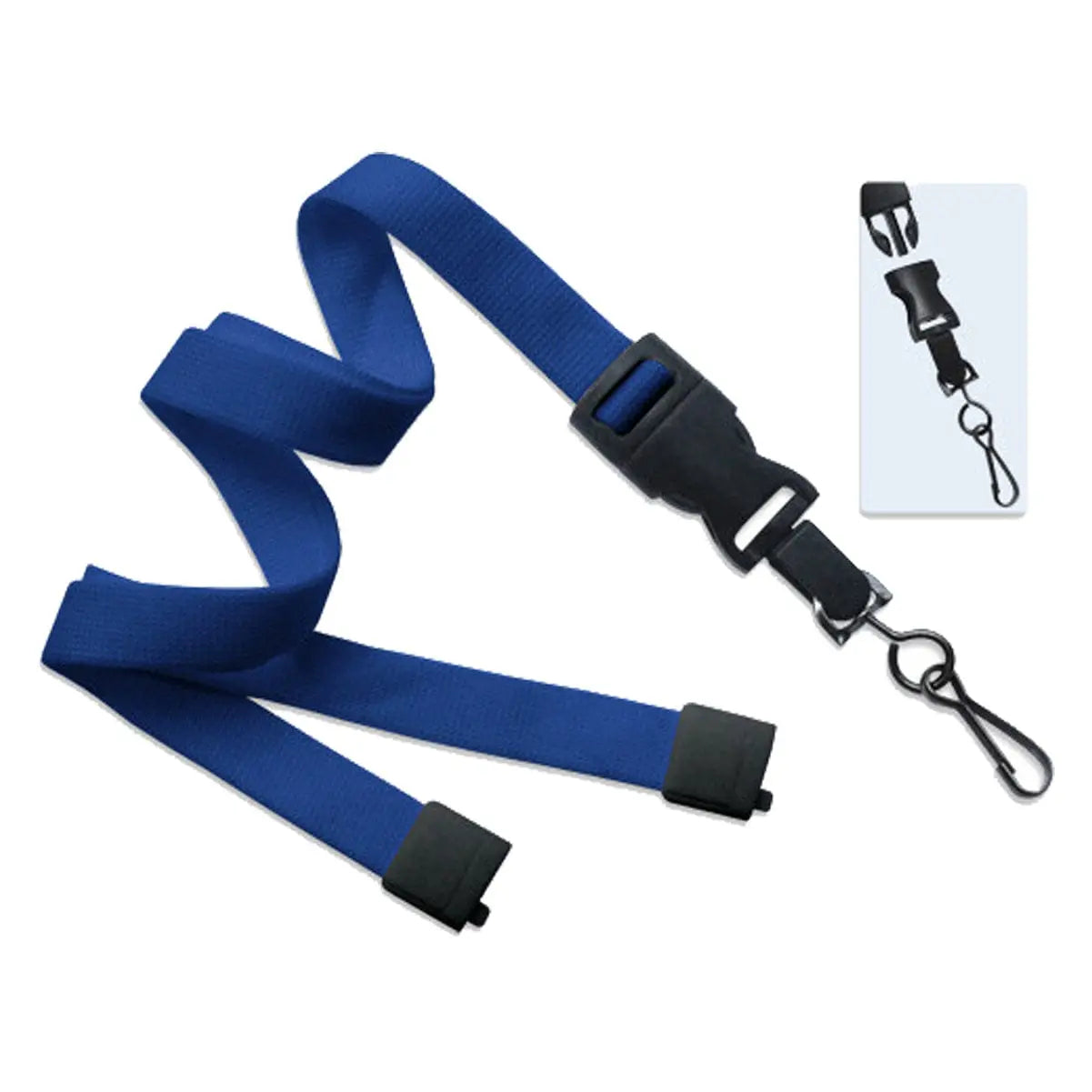 lanyard with metal hook, safety break away and quick release clip
