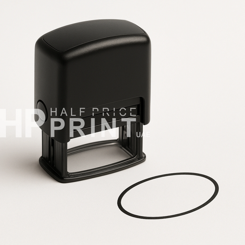 Black self-inking stamp with a rubber pad on a white background, featuring 'HIP PRINT' branding.