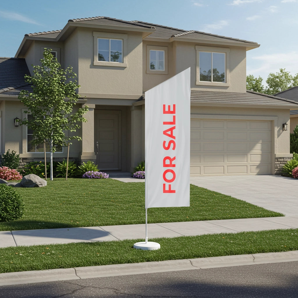 House with a 'For Sale' sign in the front yard