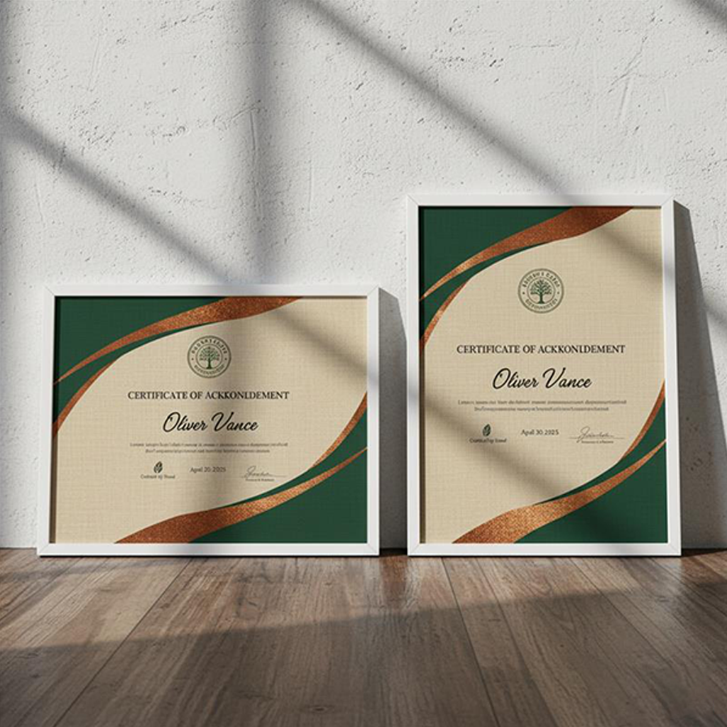 textured linen kraft certificate printing services