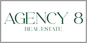 Logo for Agency 8 Real Estate with green text on a white background