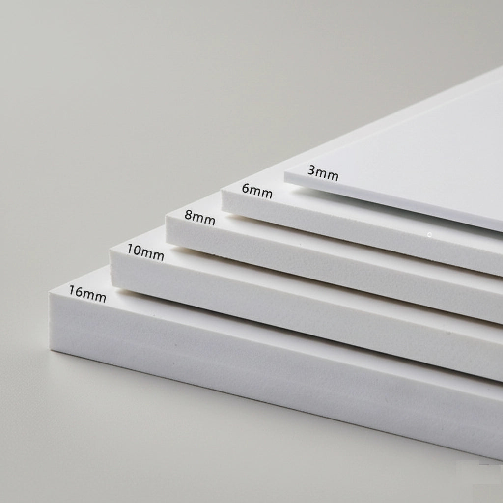 Stack of white sheets with thickness measurements on a gray background