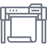 Icon of a printer and paper on a white background