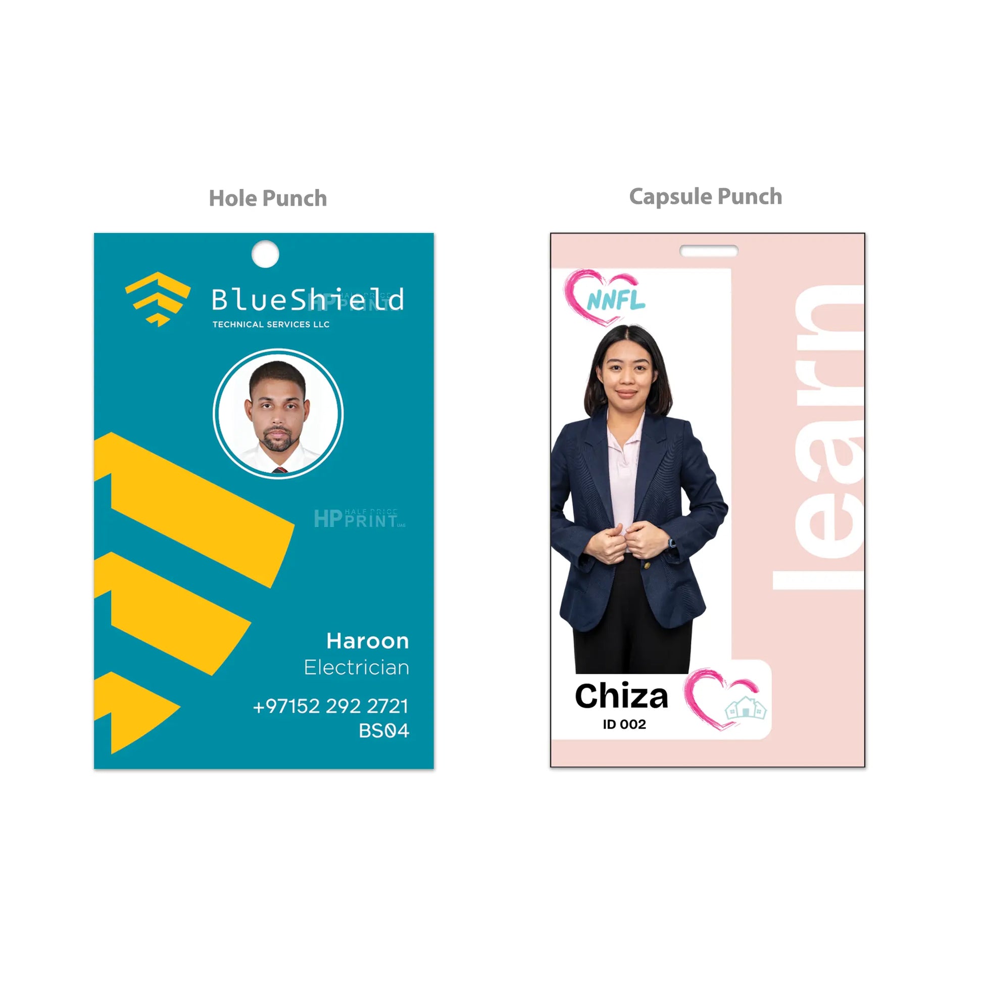 id cards with hole punch and capsule punch