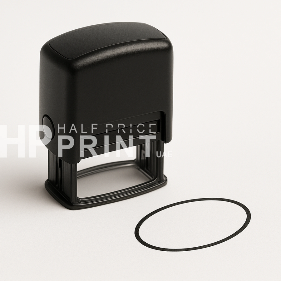 Black self-inking stamp with a rubber pad on a white background, featuring 'HIP PRINT' branding.