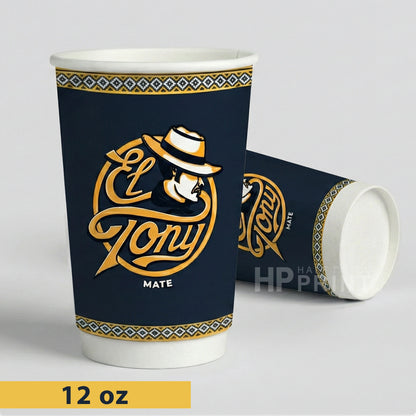 El Tony Mate cup with branding on a gray background