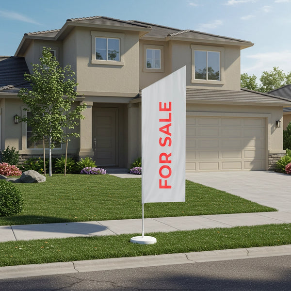 House with a 'For Sale' sign in the front yard
