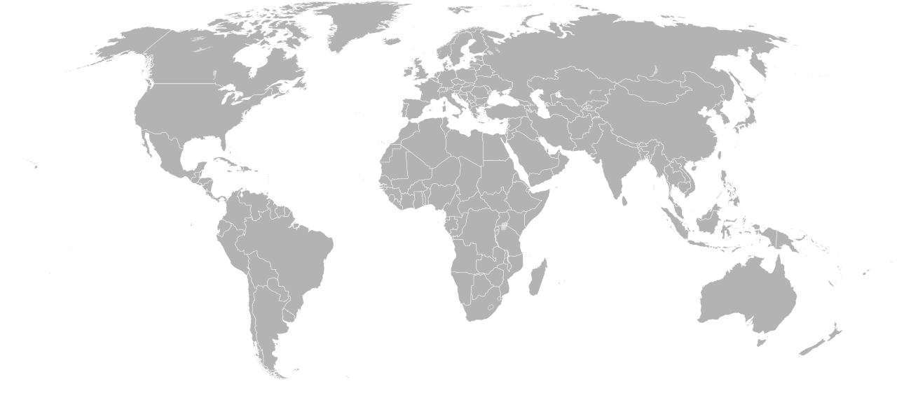 World map in grayscale on a black background